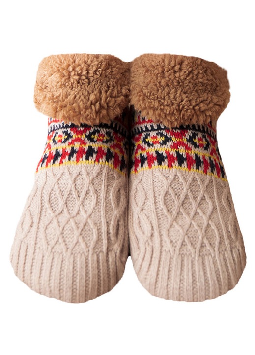 Sosete de interior pentru femei, captusite cu Sherpa, non-aderente, culoare cafea, marime 35-39