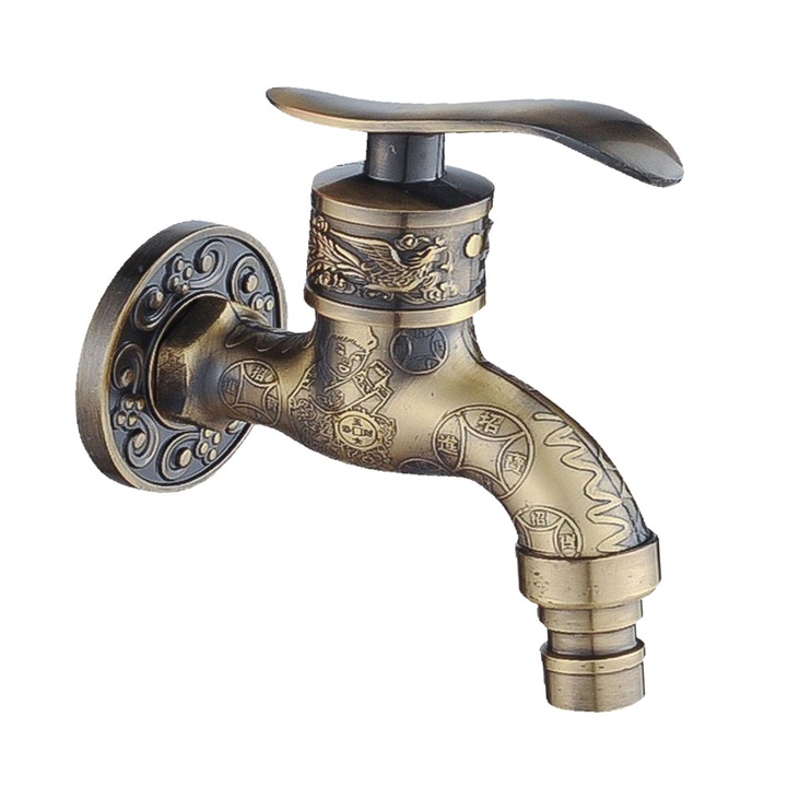 Robinet 1 bucata, montare pe perete antic, aliaj de zinc, robinet de gradina, robinete de exterior cu mop pentru bai domestice bronz