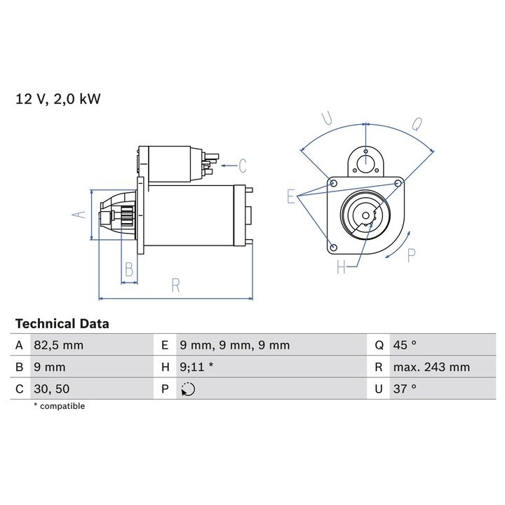 Indítómotor 0986017790 Alfa Romeo 145/146/147/156 Fiat Brava/Bravo 1/Doblo/Marea/Multipla/Palio/Punto/Stilo Lancia Lybra