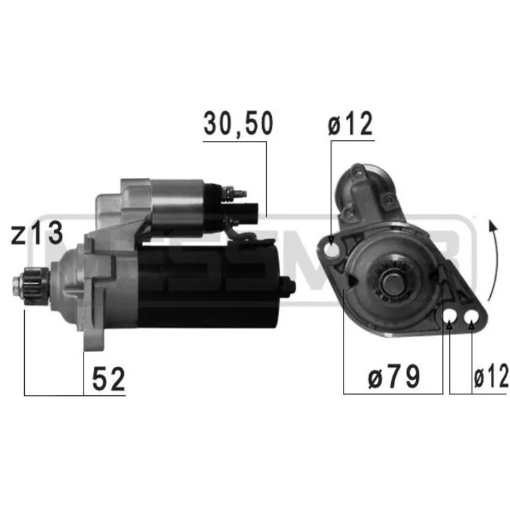 Стартер 220673A Audi A1/A3 Seat Altea/Ibiza 4/Leon/Toledo 4 Skoda Fabia 2/Octavia 2/Rapid/Roomster/Roomster Praktik/Yeti