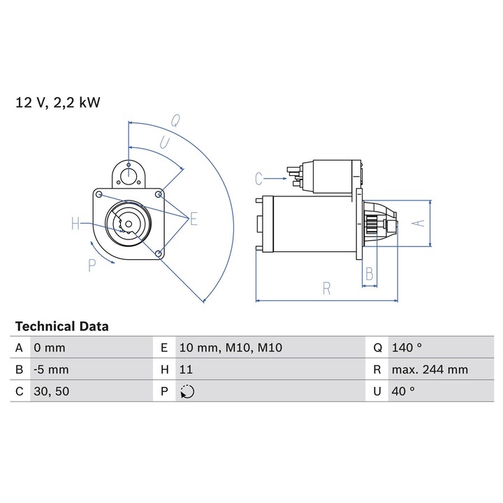 Indítómotor 0986026260 Volvo C30/C70 2/S40 2/S60 2/S60 2 Cross Country/S80 2/V40/V50/V60 1/V60 1 Cross Country/V70 3/Xc60 1