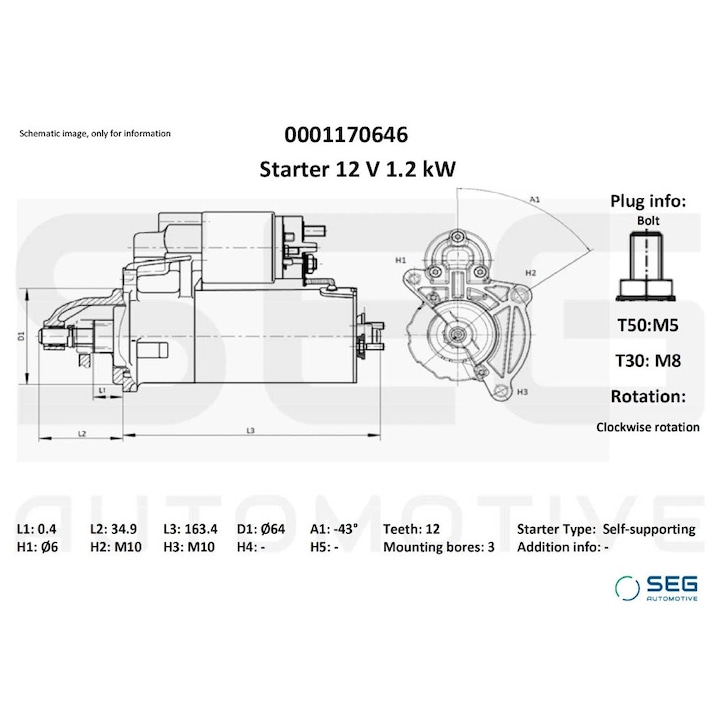Стартер 0001170646 Dacia Dokker/Duster Renault Captur 2/Kadjar/Kangoo/Kangoo / Grand Kangoo 2/Kangoo 3/Megane 4