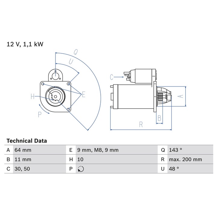 Indítómotor 0986021741 Dacia Logan/Sandero Nissan Almera 2/Kubistar/Micra 3 Renault Clio 2/Clio 3/Clio Symbol 1/Kangoo