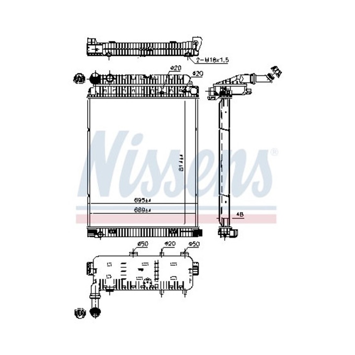 Radiátor, Motorhűtés 62648 Mercedes-Benz Atego/Atego 2/Axor/Axor 2