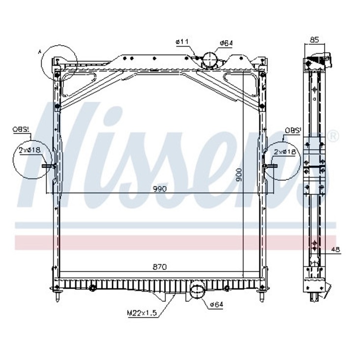 Radiátor, Motorhűtés 65467A Volvo Fh/Fh 2/Fh12/Fh16