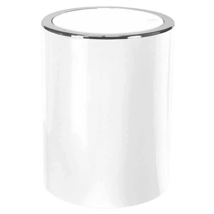 Cos de gunoi, Kleine Wolke Clap, capac basculant, plastic, forma cilindrica, alb, 5 L