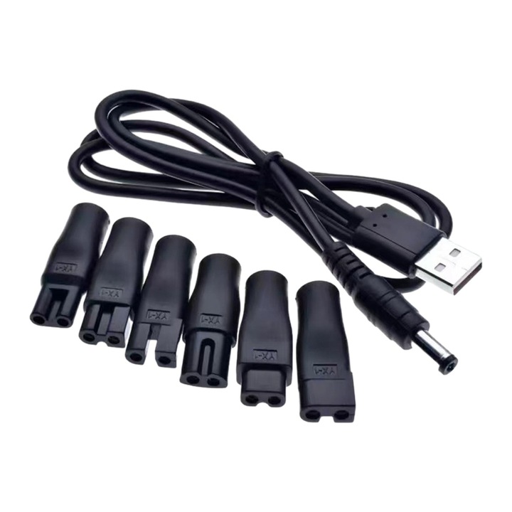 Conector convertor de incarcare Conector de conversie pentru masini de tuns parul 6 bucati si cablu USB