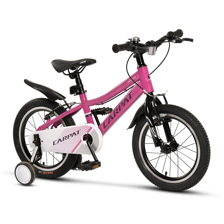Детски велосипед MTB ERBC16261A с 16" колела, V-образни спирачки, помощни колела, калници, фуксия, планински велосипед Carpat Polestar Genius с унисекс рамка за възраст 4/6 години New Generation 2026