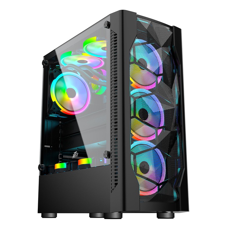 Desktop PC Gamer 1st PLAYER, Intel Core i5-11400F, 16 GB RAM, SSD 512 GB, Nvidia GeForce RTX 2060, RGB, carcasa tower