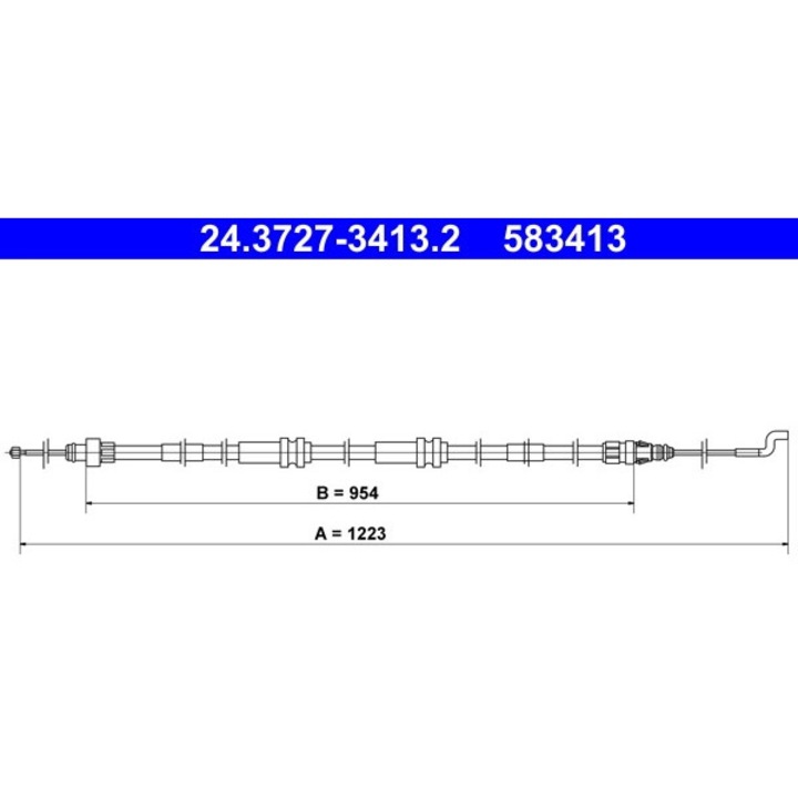 Cablu, Frana De Parcare 24.3727-3413.2 Vw California T5/Multivan T5/Transporter T5