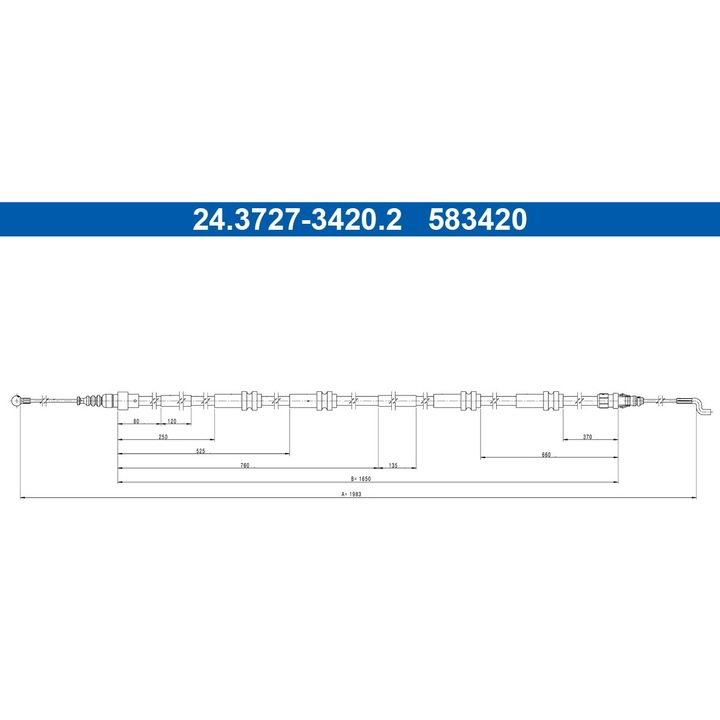 Cablu, Frana De Parcare 24.3727-3420.2 Vw California T6/Multivan T6/Transporter T6/Transporter T6 / Caravelle T6