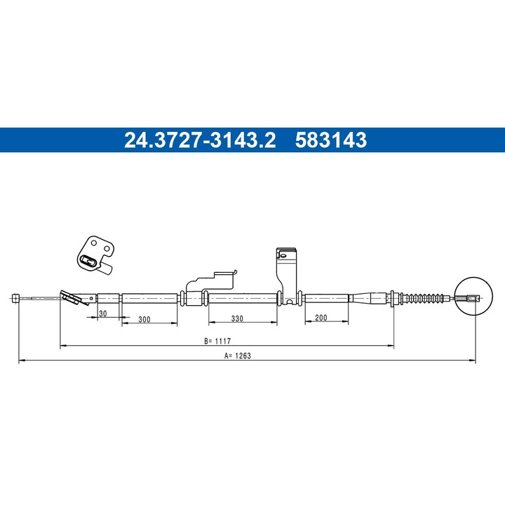 Cablu, Frana De Parcare 24.3727-3143.2 Hyundai I10 1/I10 2