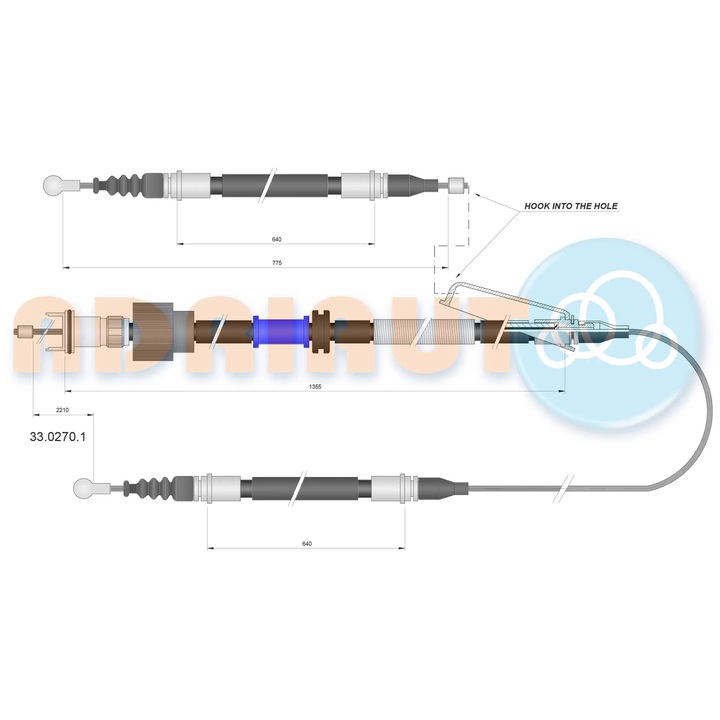 Кабел, Задна Спирачка За Паркиране 33.0270.1 Opel Insignia A/Insignia A Country Saab 9-5