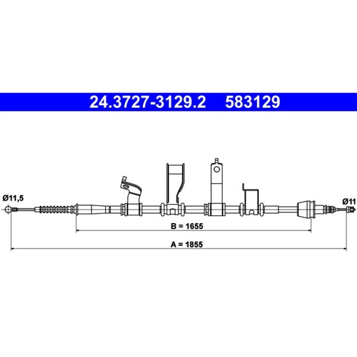Cablu, Frana De Parcare 24.3727-3129.2 Hyundai Ix20 Kia Venga