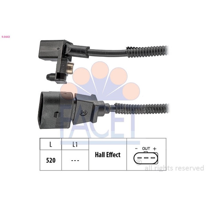 Senzor Impulsuri, Arbore Cotit 9.0443 Audi A2 Seat Cordoba/Ibiza 3/Leon/Toledo 2 Skoda Fabia 1/Octavia 1 Vw Bora/Bora 1