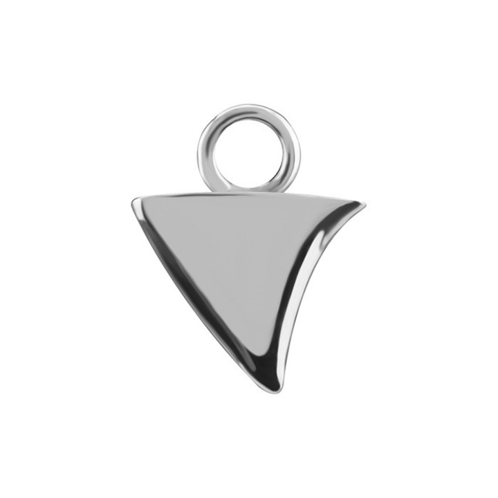 Висулка - Crazy Needles, триъгълник, хром-кобалт, 10x12мм, сребрист