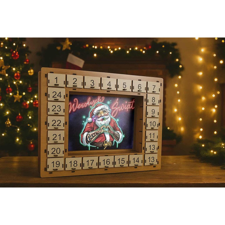 Calendar advent cu Cercei din Titan, Crazy Needles, 24 piese, Aurii/Silver/Multicolor