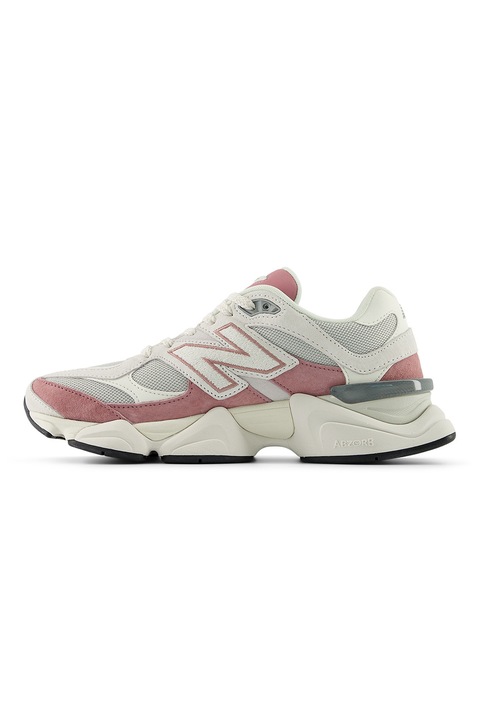 New Balance, Pantofi sport 906 cu garnituri din piele intoarsa, Roz prafuit/Crem
