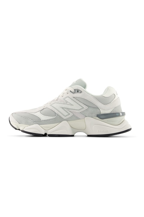 New Balance, Спортни обувки 9060 с текстил и велур, Слонова кост/Светло сив