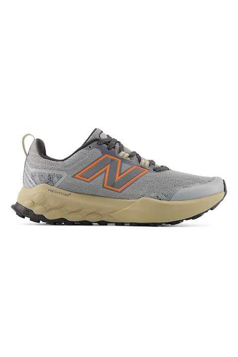 New Balance, Pantofi low-cut din plasa cu logo, pentru alergare, Gri/Portocaliu neon