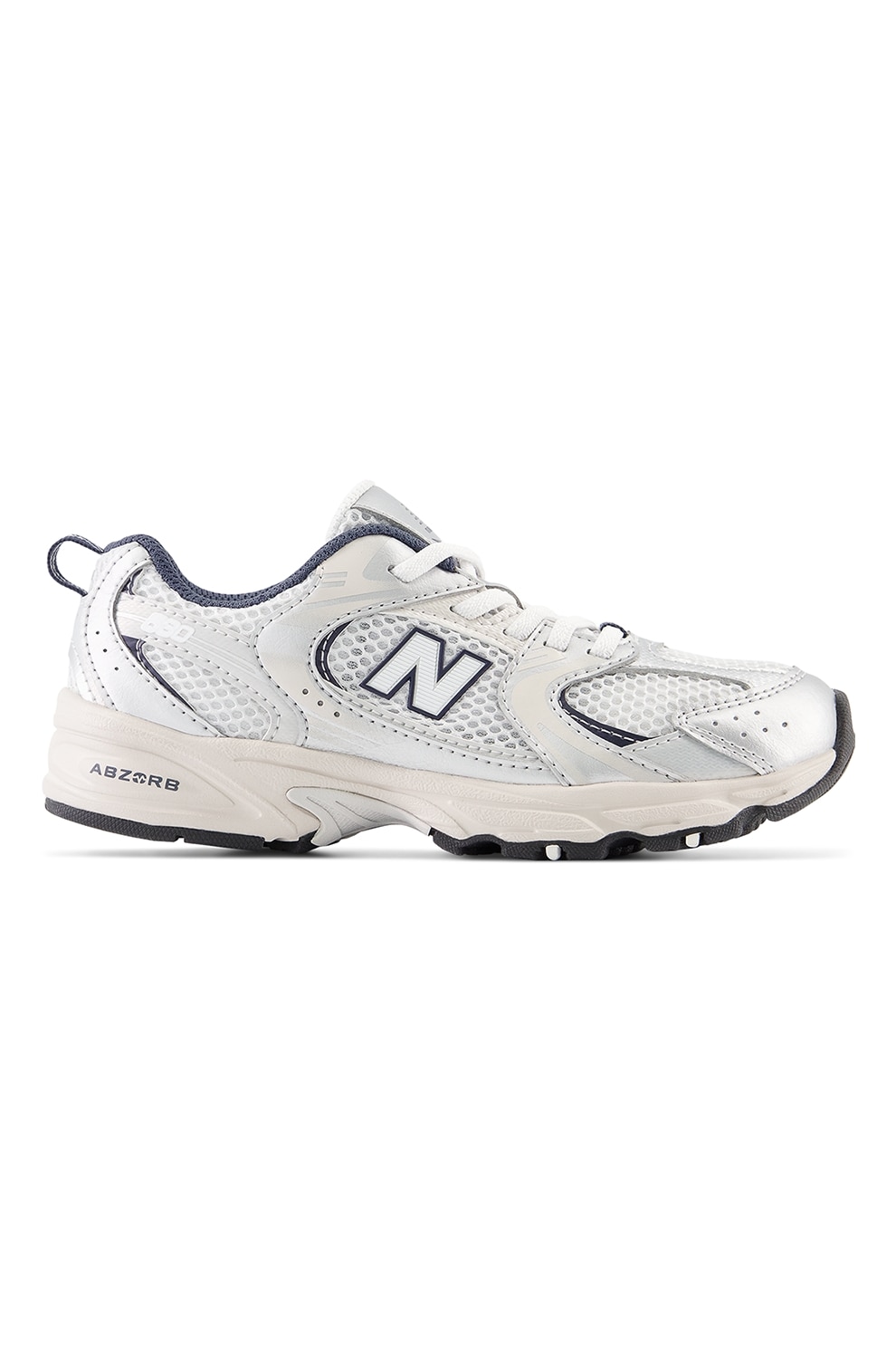 New Balance, Pantofi sport 530 din plasa si piele ecologica, Alb, Argintiu, 32 EU
