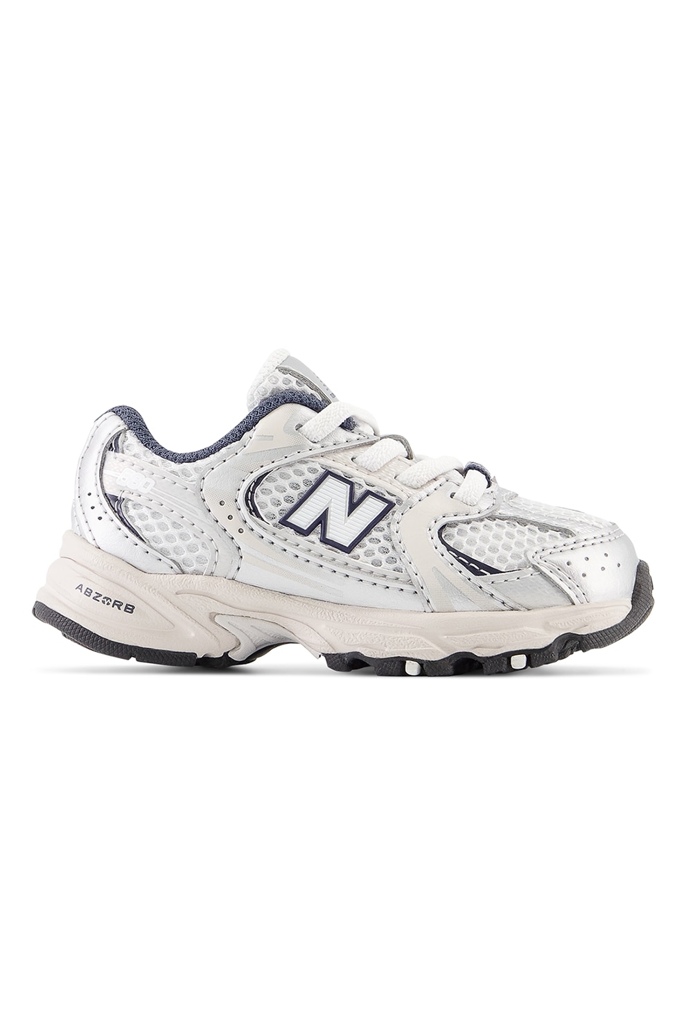 New Balance, Pantofi 530 cu garnituri din piele, Alb, Argintiu, 25 EU