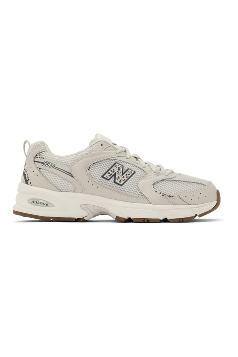 New Balance, Pantofi 530 din plasa cu garnituri din piele ecologica, pentru alergare, Alb fildes/Gri inchis