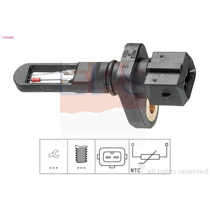 Érzékelő, Szívócső Hőmérséklet 1.994.001 Audi 80 B1/A3/A4 B5/A4 B6/A6 C4/A6 C5/A8 D2/Allroad C5/Cabriolet B3/Tt Vw Bora