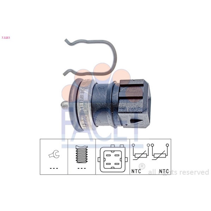 Сензор, температура на охлаждащата течност 7.3251 Dacia Dokker/Duster/Logan/Logan Pick-Up/Sandero/Solenza Mitsubishi Carisma