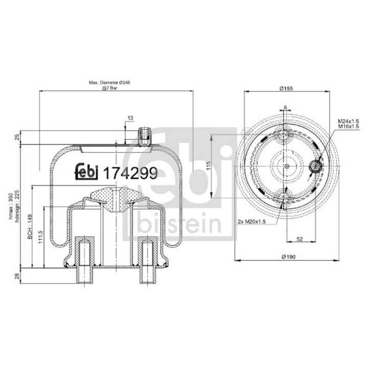 Perna De Aer Punte Fata 174299 Mercedes-Benz Atego/Atego 2/Atego 3