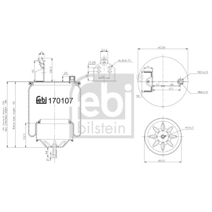 Perna De Aer Puntea Spate 170107 Volvo Fh/Fh 2/Fh12/Fh16/Fl/Fl6/Fm/Fm10/Fm12/Fm7/Fm9/Fmx