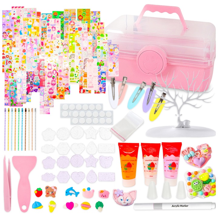 Set de artizanat PIXEL, cutie roz 3D, 471 elemente, accesorii pentru decorare