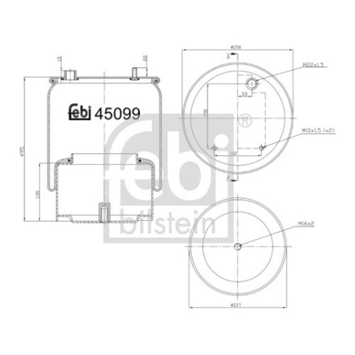 Légrugó, hátsó tengely felfüggesztés 45099 Daf Lf/Xf/Xf 2/Xg/Xg+