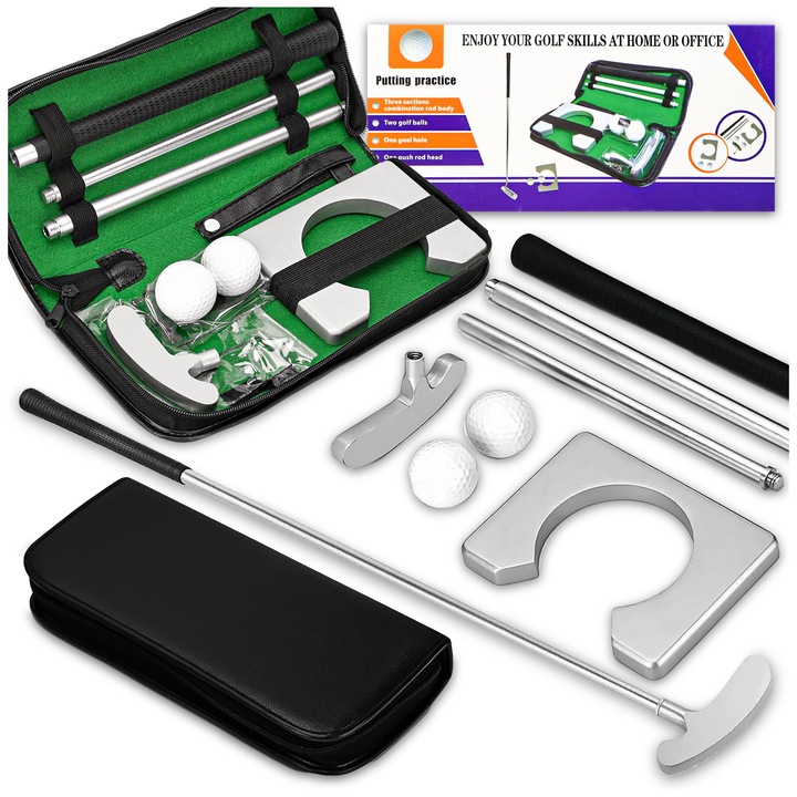 Set mini golf, PIXEL, putter pliabil, 2 mingi, etui elegant, 31x13,8x4,3cm