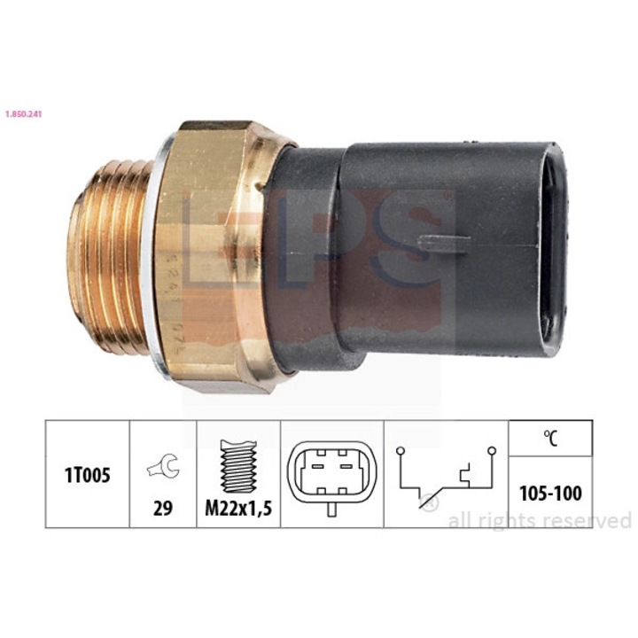 Hőmérséklet kapcsoló, ventilátor radiátor 1.850.241 Opel Astra G/Corsa A/Corsa C/Kadett E/Omega A/Omega B/Sintra