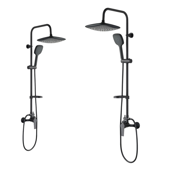 Coloana de dus cu baterie, Kuchinox, model Fiona, neagra, 220x220mm, 1055mm inaltime