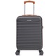 Kabinbőrönd repülőre, kézipoggyász, Quasar & Co., 55x36x20cm, biztonságos cipzár, számzár, hosszú teleszkópos fogantyú, 4 dupla kerék 360°-os forgással, strapabíró 2,8 mm vastag ABS bőrönd, 2 rekesz zsebbel, max.10kg, LINE modell, Szürke/Barna