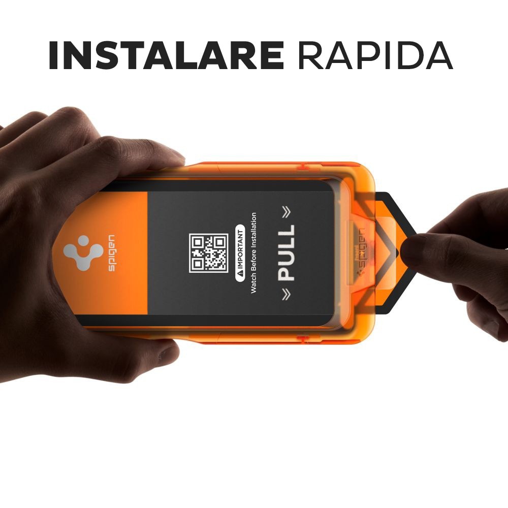 Pachet 3 buc Folie Sticla pentru Apple iPhone 17 Pro Spigen Glas.tR Align Master Slim, Kit de instalare usoara si rapida cu dispozitiv de potrivire automata, Protectie Profesionala, Ultra Rezistenta, Transparenta