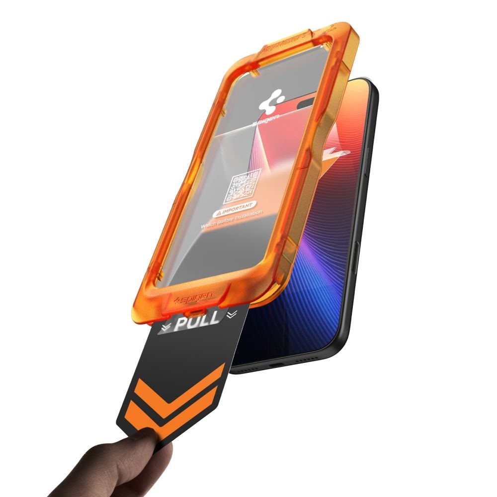 Pachet 3 buc Folie Sticla pentru Apple iPhone 17 Pro Spigen Glas.tR Align Master Slim, Kit de instalare usoara si rapida cu dispozitiv de potrivire automata, Protectie Profesionala, Ultra Rezistenta, Transparenta