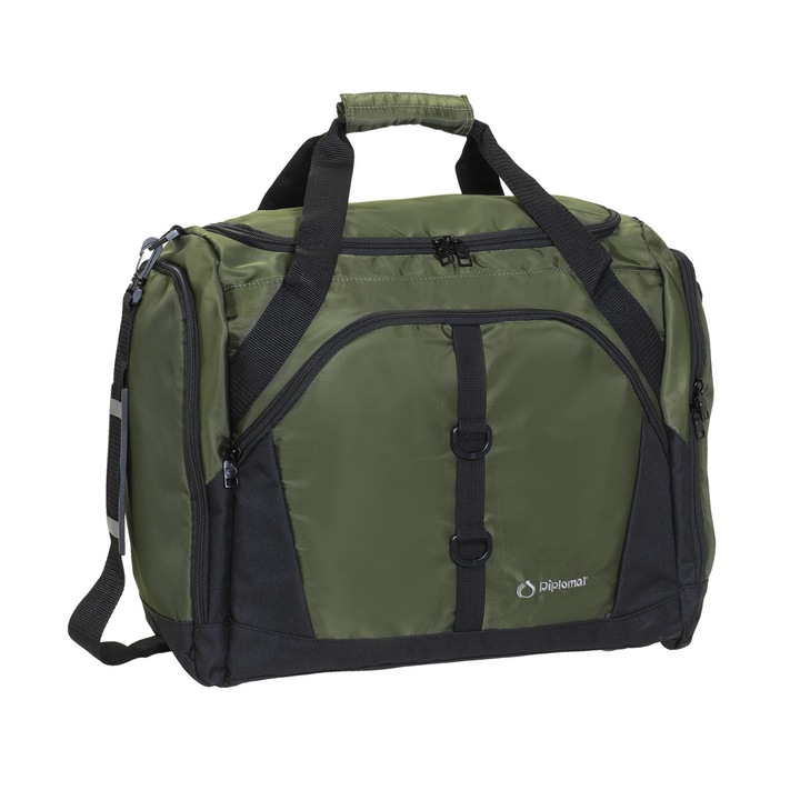 Geanta de voiaj/sport Diplomat Sacramento, 50x40x20 cm, poliester rezistent, curea detasabila, kaki