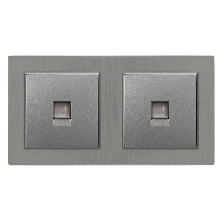 Leziter Nova priză dublă UTP RJ-45 cu ramă gri