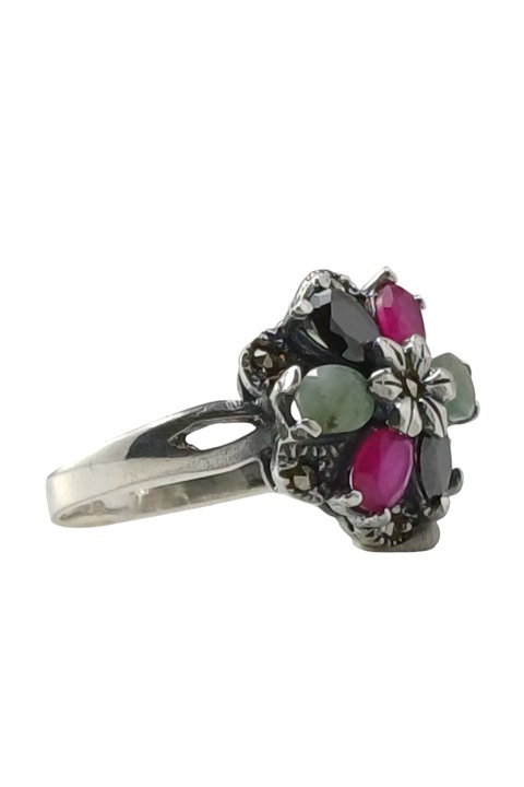 Inel argint 925, The Silver Rush, cu piatra rubin, safir, smarald, marime 18 mm