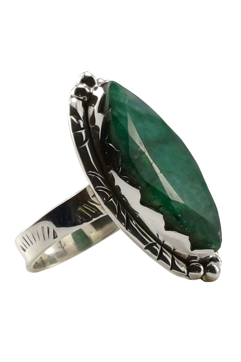 Inel din argint 925, The Silver Rush, cu piatră smarald, mărime 20, 3 mm, 2, 7x1, 4 cm