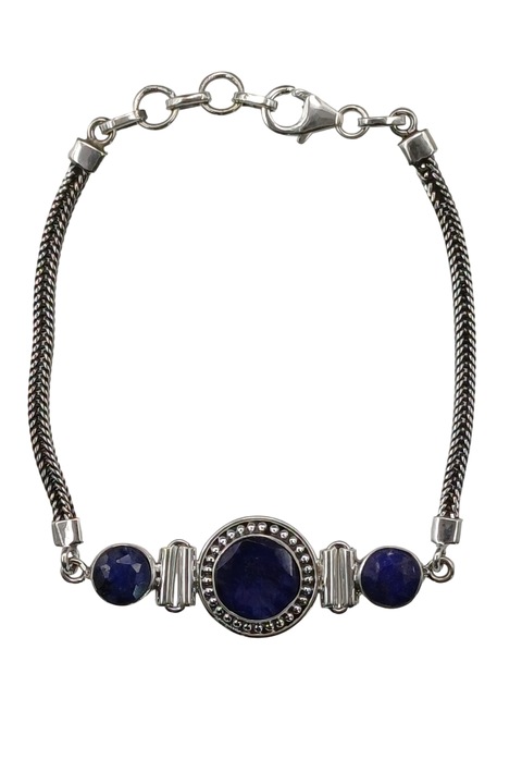 Bratara argint 925 The Silver Rush cu pietre safir, 18+1, 5cm, 1, 5cm lățime
