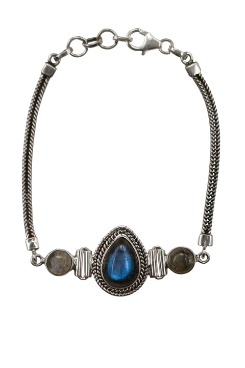 Bratara din argint 925 The Silver Rush cu pietre labradorit, 18+1, 5cm x 1, 9cm