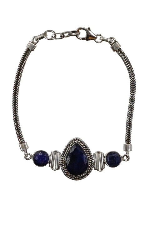 Bratara din argint 925, The Silver Rush, cu pietre safir, 18+1, 5cm, 1, 9cm