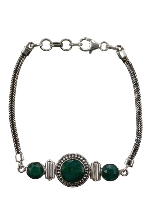 Bratara argint 925 cu pietre smarald, 18+1, 5cm, latime 1, 5cm
