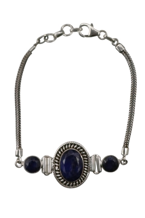 Bratara din argint 925 The Silver Rush cu pietre safir, 18x1, 5cm, 9, 90g