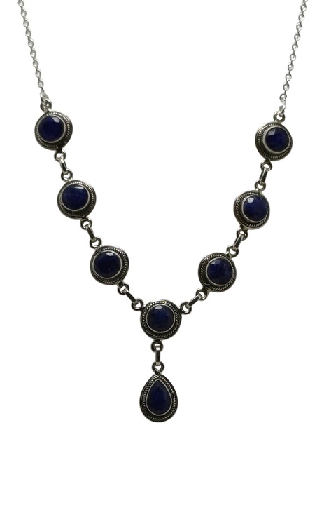Colier din argint 925, The Silver Rush, cu piatră safir, 44cm, 15, 12g