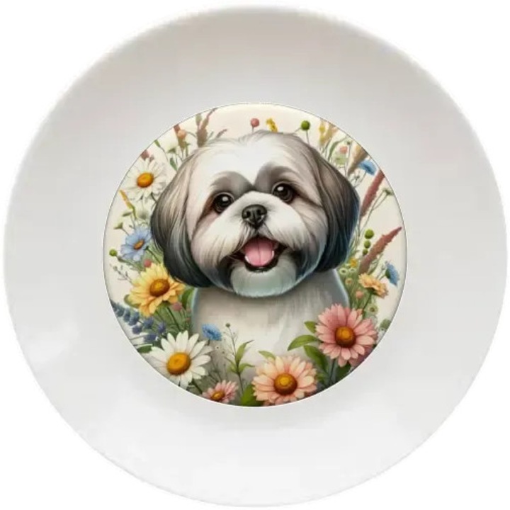 Shih tzu tányér, (Átmérő 20, 7 cm, Magasság 2 cm, Súly 340 gramm)